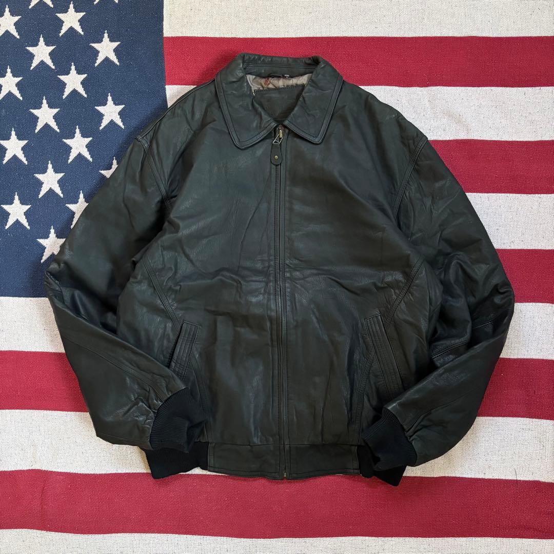 90s レザージャケット　黒　ブラック　ヴィンテージ　セントジョンズベイ