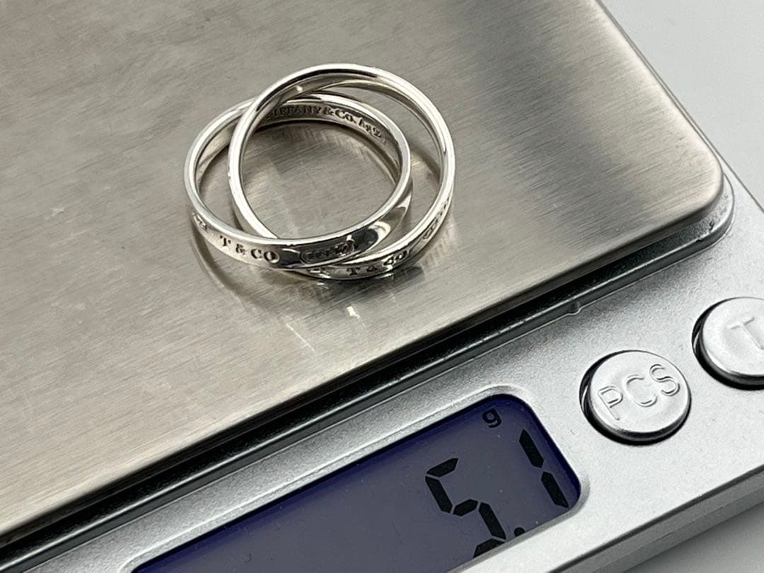 f119 美品　ティファニー　インターロッキング　ダブルリング　925 約14号