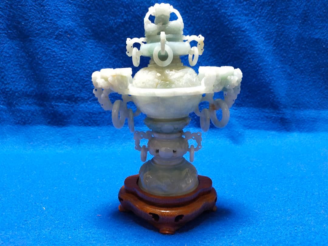 香炉 天然翡翠(硬玉) 彫刻 置物