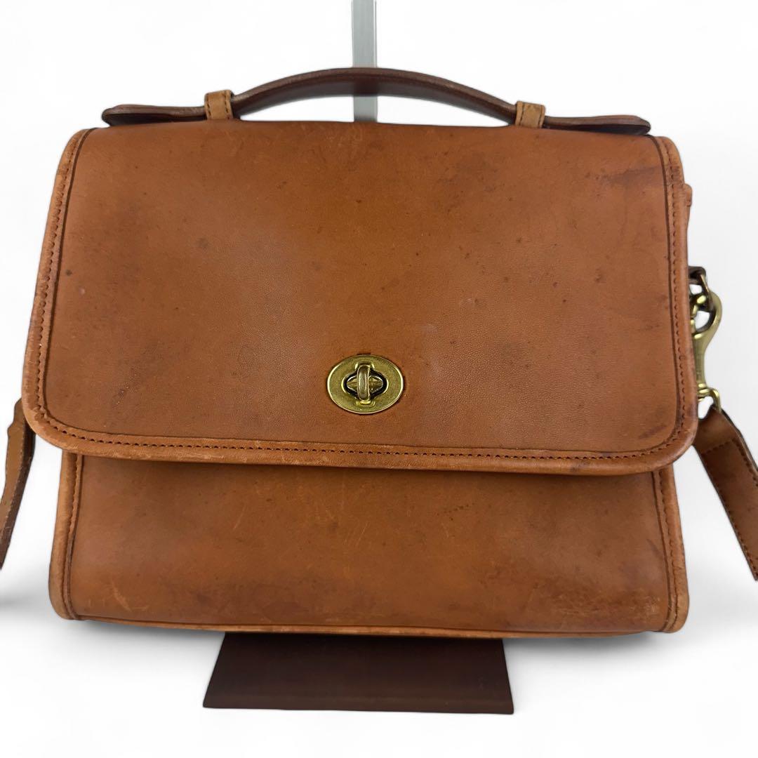 【良品】オールドコーチ メッセンジャーバッグ ターンロック 本革 ベージュC18