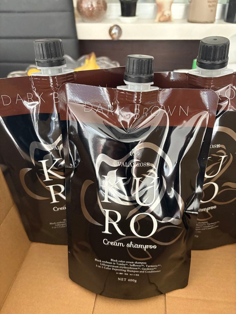 KURO ダークブラウン クリームシャンプー 400g 3つ