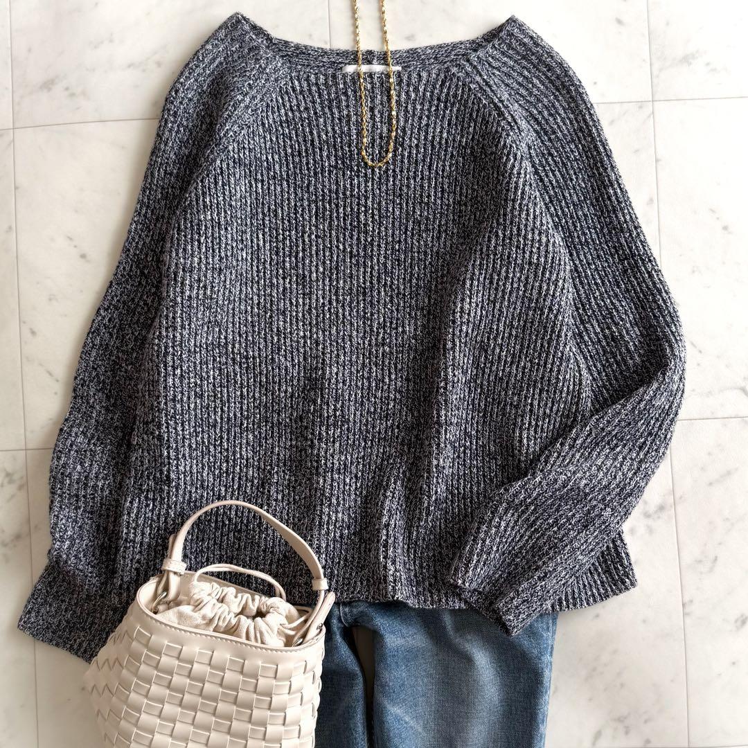 美品 ギャルリーヴィー コットンカシミヤウール ミックス ニットプルオーバー
