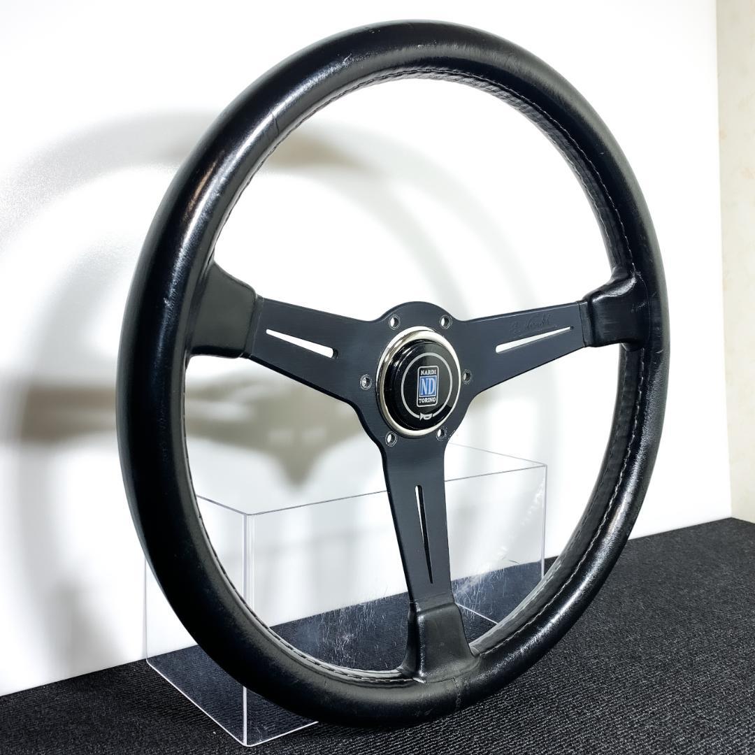 ナルディ クラシック ブラックスポーク レザー ホーンボタン＆新品ネジ6本付