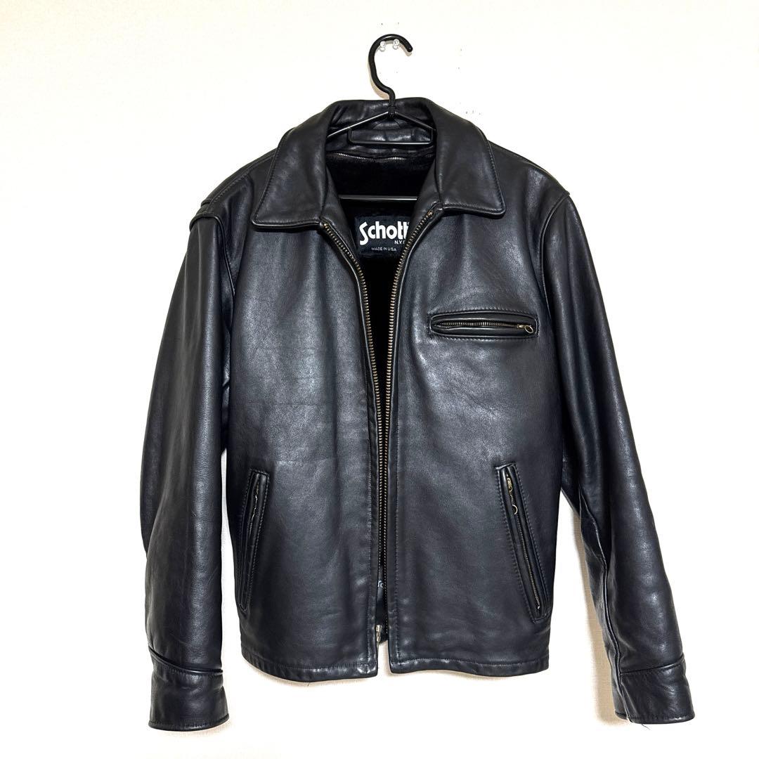 美品✨schott ヴィンテージ シングルライダース 牛革　38 黒 ライナー