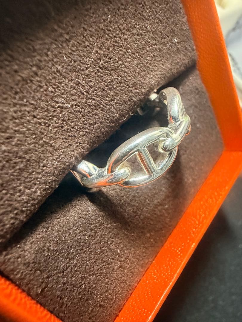 即日発送　HERMES シルバーリング サイズ58 アンシェネ　シェーヌダンクル