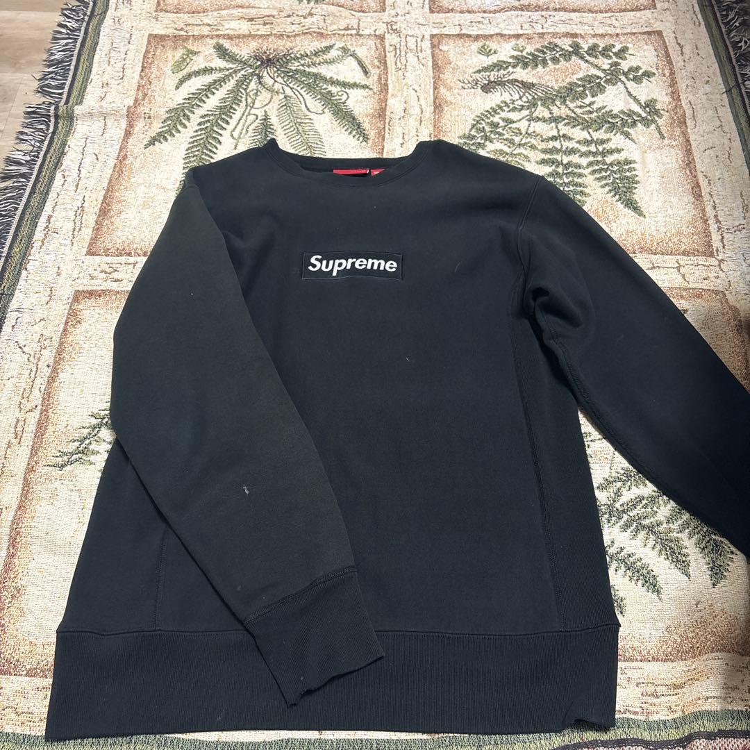 old supreme ボックスロゴ　スウェット　黒　ブラック